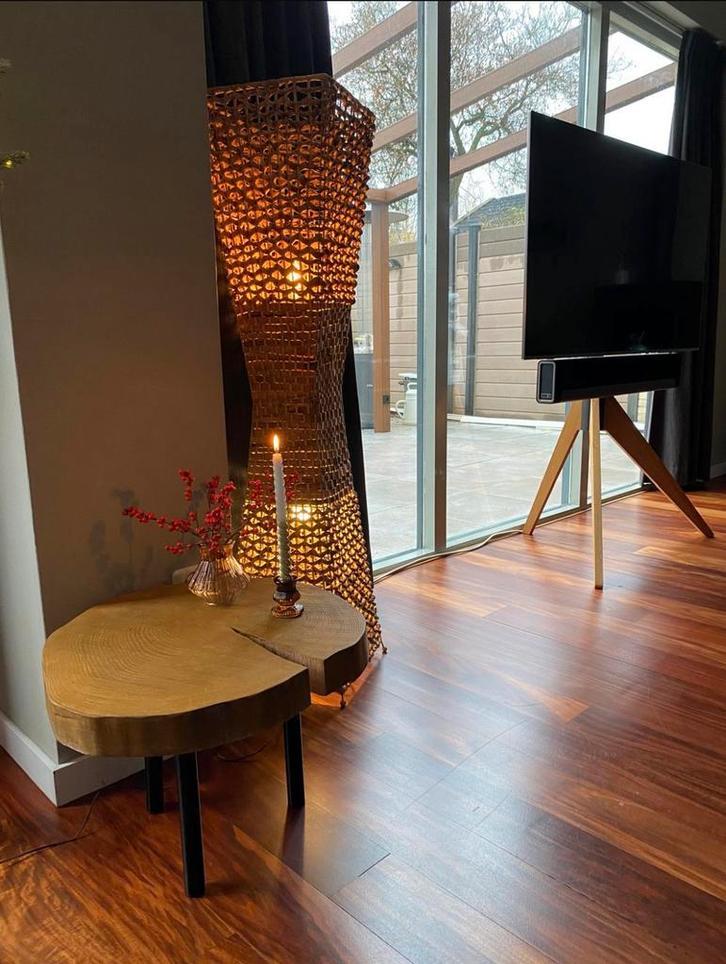 Salontafel, Huis en Inrichting, Tafels | Bijzettafels, Gebruikt, Rond, Minder dan 45 cm, Minder dan 55 cm, Hout, Ophalen of Verzenden