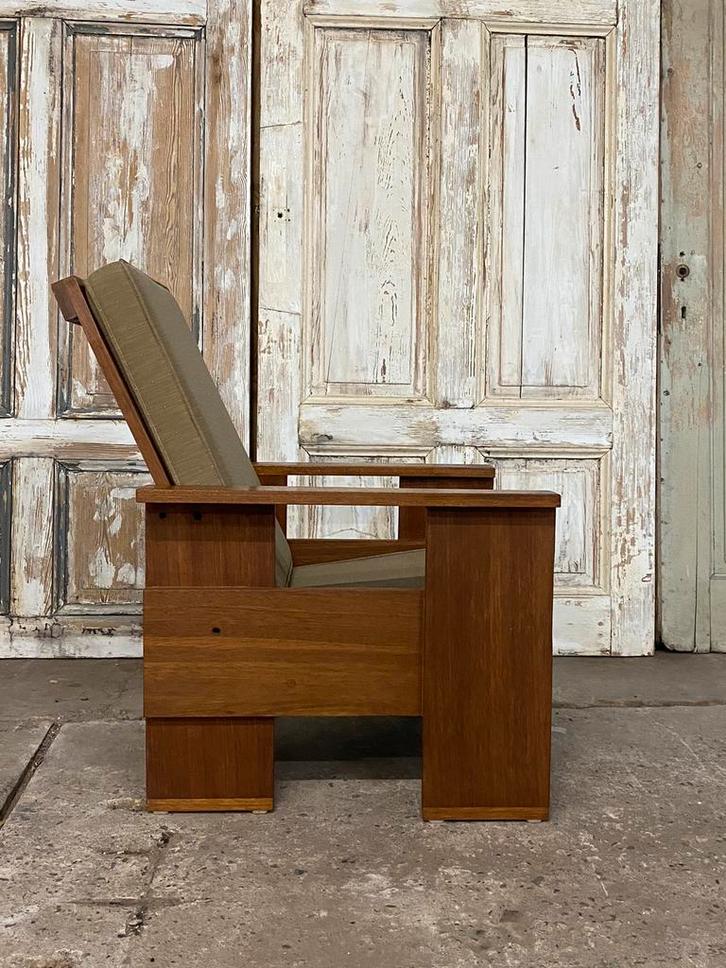 Vintage Kratstoel, Stoel, Gerrit Rietveld, Design., Huis en Inrichting, Stoelen, Gebruikt, Eén, Hout, Stof, Bruin, Ophalen
