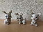 Vintage porseleinen konijnen beeldjes set van 3, Verzamelen, Beelden en Beeldjes, Ophalen of Verzenden, Zo goed als nieuw, Dier