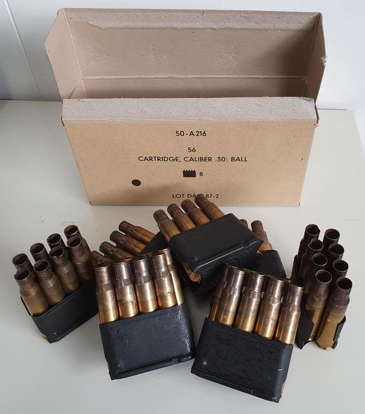 M1 garand hulzen met " pling" clip - Kaliber 30.06, Verzamelen, Militaria | Algemeen, Overige soorten, Hulzen of Bodemvondsten