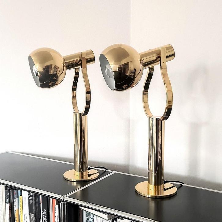 1 pair of vintage space age table lamps brass lamp STAFF 70s, Antiek en Kunst, Antiek | Lampen, Ophalen of Verzenden