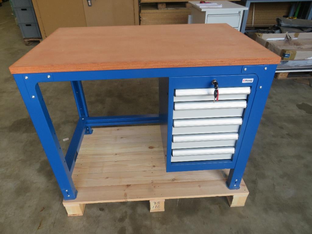 werkbank werktafel met houtenblad en 5 lades nieuw, Doe-het-zelf en Verbouw, 70 tot 120 cm, Nieuw, Zandhaarweg, Ophalen of Verzenden