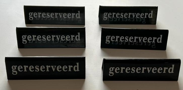 Bordje / tafelstandaard zwart/wit GERESERVEERD bxh 13x4cm, Huis en Inrichting, Woonaccessoires | Tekstborden en Spreuken, Gebruikt