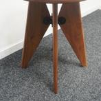 Vitra Jean Prouve Tabouret Bois Donker Eiken showroom model, 45 tot 60 cm, Minder dan 55 cm, -, Rond