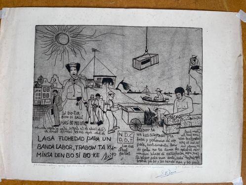 Ets Edwin B. Maré – “Éxito” (1981) – sociaal-culturele kunst, Antiek en Kunst, Kunst | Etsen en Gravures, Ophalen of Verzenden