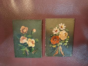 Miniatuur Schilderijtjes Bloemen (Set van 2) beschikbaar voor biedingen