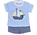 2 Delig setje Boot/Schip- geel/blauw Maat 68/74, Kinderen en Baby's, Babykleding | Maat 68, Nieuw, Ophalen of Verzenden, Setje