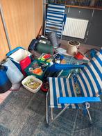 Kampeerspullen slaapzakken, luchtbedpomp, flippers, parasol, Ophalen, Gebruikt