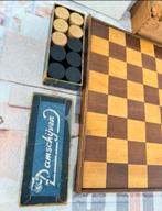 Antiek 1900 Frans handgesneden hout schaak dam schaakbord, Ophalen of Verzenden