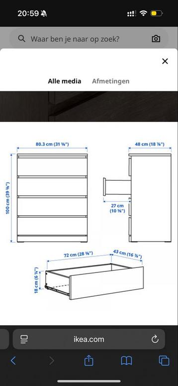 Ikea Malm ladekast zwartbruin - 4 lades - afbeelding 6