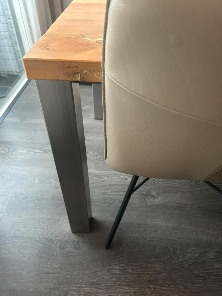 Tuintafel eiken met rvs onderstel, voor onder overkapping, Tuin en Terras, Tuinmeubel-accessoires, Gebruikt, Ophalen of Verzenden