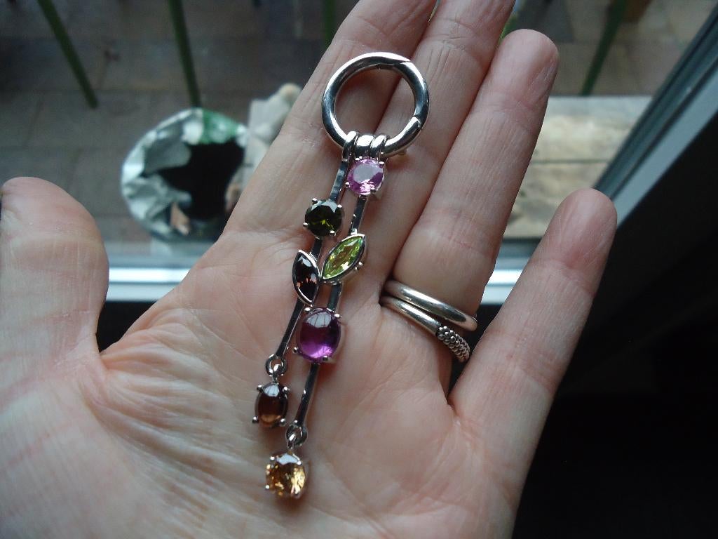 mooie echt zilveren hanger tisento met gekleurd kristal 925, Ophalen of Verzenden, Zo goed als nieuw, Overige kleuren, Zilver