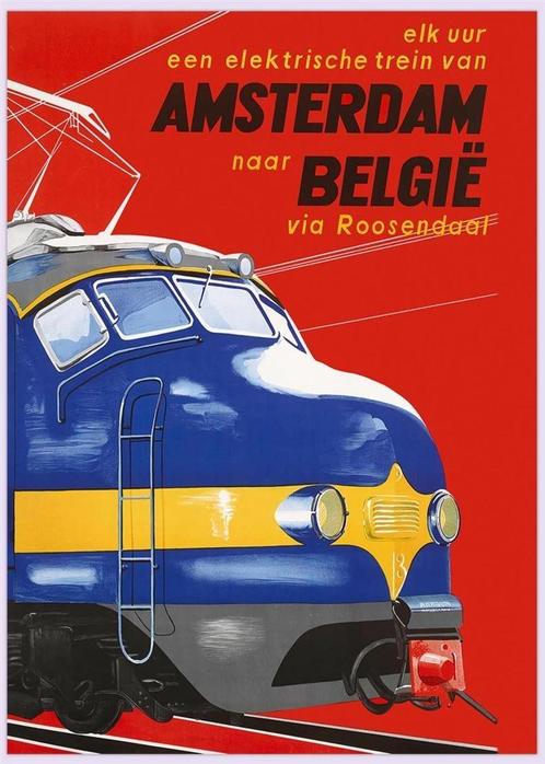 NEDERLANDSE SPOORWEGEN Grote 50x70cm Kunst Poster, Verzamelen, Spoorwegen en Tramwegen, Nieuw, Trein, Kaart of Prent, Verzenden