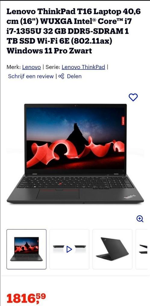 NIEUW Lenovo laptop /i7 13th gen/32gb ram/ Garantie 3 jaar!!, Computers en Software, Windows Laptops, Zo goed als nieuw, 15 inch