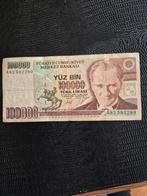 Turks Bankbiljet 100.000 Lirasi, Ophalen of Verzenden, Overige landen, Los biljet