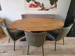 Ovale/ellips eettafel met stoelen en bankje te koop., Huis en Inrichting, Tafels | Eettafels, Ophalen, Gebruikt, 100 tot 150 cm