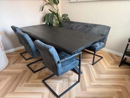 Eetkamerstoelen + bankje, Huis en Inrichting, Stoelen, Zo goed als nieuw, Vijf, Zes of meer stoelen, Overige materialen, Overige kleuren