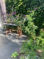 Tuintafel Belgisch hardsteen, cortenstaal onderstel, Antiek en Kunst, Curiosa en Brocante, Ophalen