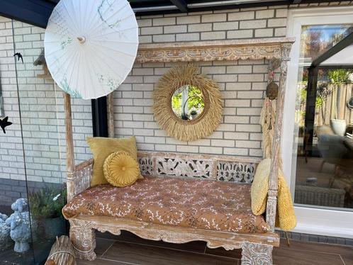 Balinese tuinbank hout handgemaakt, Tuin en Terras, Tuinbanken, Zo goed als nieuw, Hout, Ophalen