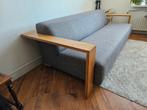 Bank van hout en stof, Ophalen, Hout, Gebruikt, 100 tot 125 cm