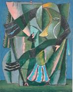 Groot abstract werk in pastel van Bert de Wilde, Antiek en Kunst, Ophalen