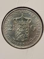 2,5 gulden (rijksdaalder) 1938, Zilver, 2½ gulden, Koningin Wilhelmina, Ophalen of Verzenden