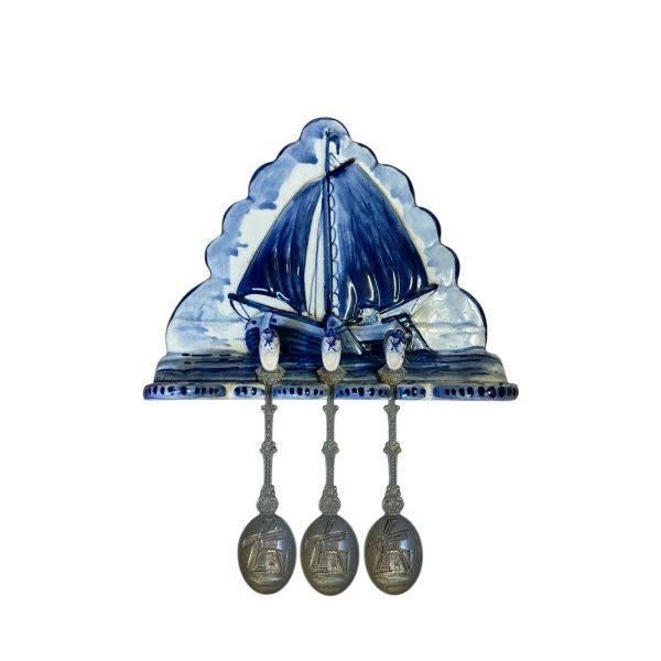 antiek vintage delfts blauw friesch jacht,tinnen lepeltjes, Info@schipperswinkel.nl, Ophalen of Verzenden, Delfs blauw, Gebruikt