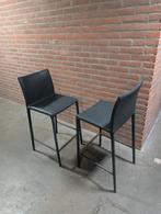 Zanotta hoge stoelen / barkrukken - zwart leer - 2 stuks, Ophalen, Gebruikt, 60 tot 90 cm, Leer