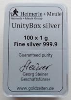 100 x 1 gram Heimerle + Meule Unitybox Fine silver., Postzegels en Munten, Edelmetalen en Baren, Ophalen of Verzenden, Zilver
