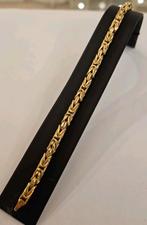 18 karaats gouden koningsschakel armband vierkant 22cm, Sieraden, Tassen en Uiterlijk, Armbanden, Goud, Goud, Ophalen of Verzenden