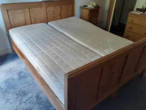 tweepersoonsbed, Huis en Inrichting, Slaapkamer | Bedden, Gebruikt, Tweepersoons, 160 cm, 200 cm, Hout, Beige, Ophalen