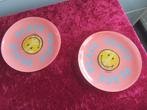 2 Glazen SMILEY Bordjes, Ophalen of Verzenden, Bord(en), Overige stijlen, Glas