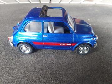  Fiat 500 met open roldakje blauw - Kinsmart 1:24 beschikbaar voor biedingen