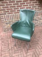Te koop 6 groenleren eetkamer stoelen Hulshoff, Huis en Inrichting, Ophalen, Gebruikt, Overige kleuren, Metaal