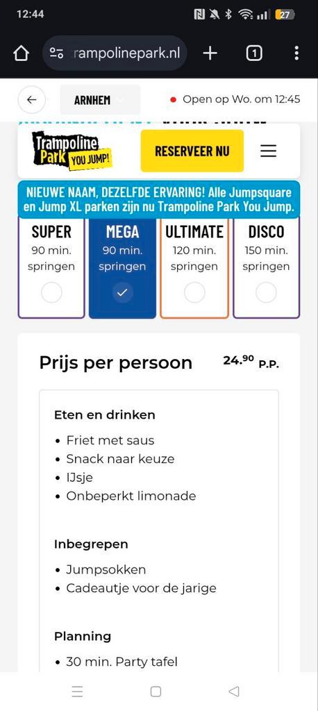 Kinderfeest 10 personen you jump trampoline, Tickets en Kaartjes, Kortingen en Cadeaubonnen, Drie personen of meer, Overige typen