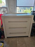 Witte Commode met 3 Lades, Gebruikt, 50 tot 70 cm, 75 tot 100 cm, Opstaande rand
