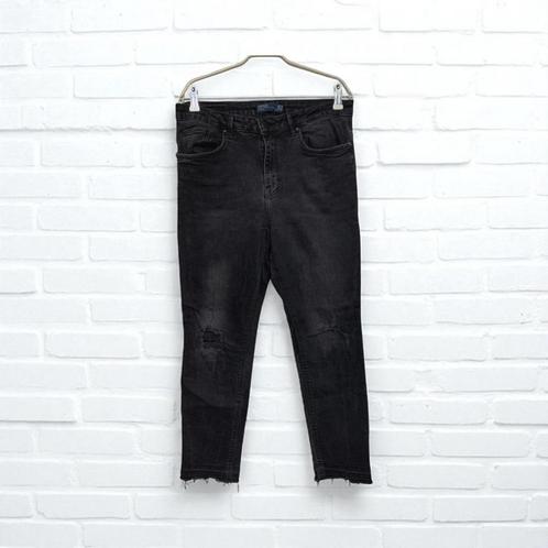 Zara Jeans Maat 40 Zwart Distressed Trafaluc, Kleding | Dames, Broeken en Pantalons, Zo goed als nieuw, Maat 38/40 (M), Zwart