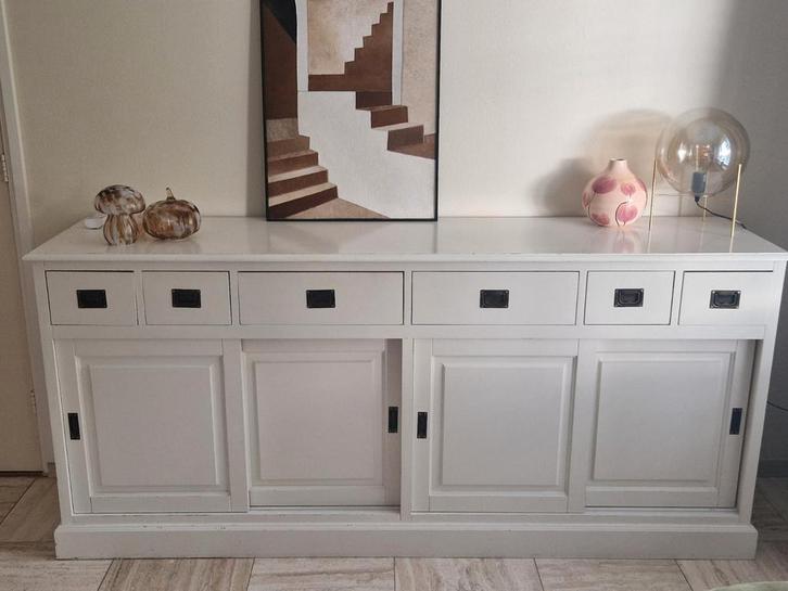 wit houten dressoir kast, Huis en Inrichting, Kasten | Dressoirs, Gebruikt, 150 tot 200 cm, 25 tot 50 cm, Ophalen