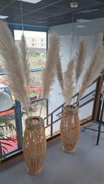 Pampas pluimen inclusief rieten vaas, Huis en Inrichting, Woonaccessoires | Droogbloemen, Ophalen, Zo goed als nieuw