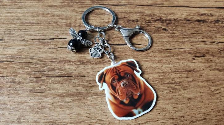 Sleutelhanger Bordeauxdog groot met beschermengeltje, Dieren en Toebehoren, Honden-accessoires, Nieuw, Verzenden