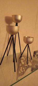 Waxinelichtjes houder goud zwart kandelaar, Ophalen, Zo goed als nieuw, Zwart, Minder dan 25 cm