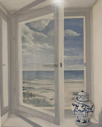 Rustieke Zeegezicht Schilderij - 45 x 36 cm beschikbaar voor biedingen