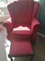 oorstoel met voetenbankje, Huis en Inrichting, Fauteuils, Ophalen, 75 tot 100 cm, Zo goed als nieuw, Antiek-achtig