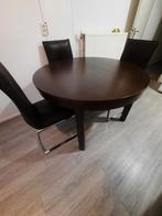 Tafel van 115x115cm, uitschuifbaar met 57cm. Inclusief 3 sto, Ophalen of Verzenden, Gebruikt