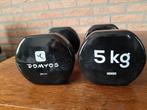 Halterset 2 x 5 kg Domyos, Sport en Fitness, Fitnessmaterialen, Halterset, Rug, Zo goed als nieuw, Ophalen