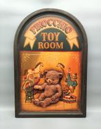 Pinocchio speelgoedkamer oude houten wandbord/ reclamebord., Ophalen of Verzenden, Gebruikt