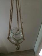 Macrame plantenhanger, met glazen pot, Ophalen of Verzenden