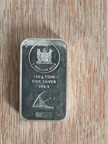 100 gram 999,9 zilveren muntbaar Fiji Islands beschikbaar voor biedingen