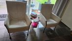 2 Originele Charly Montis stoelen leer wit, Huis en Inrichting, Stoelen, Ophalen, Twee, Wit, Leer