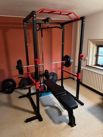 Homegym, Squatrack met Bank, Stang, 200kg Gewichten  beschikbaar voor biedingen